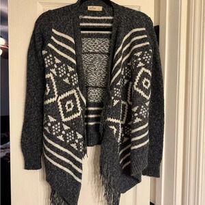 Hollister Grey & White Cardigan w/ Tassels - Size S - Small Snag On Shoulder